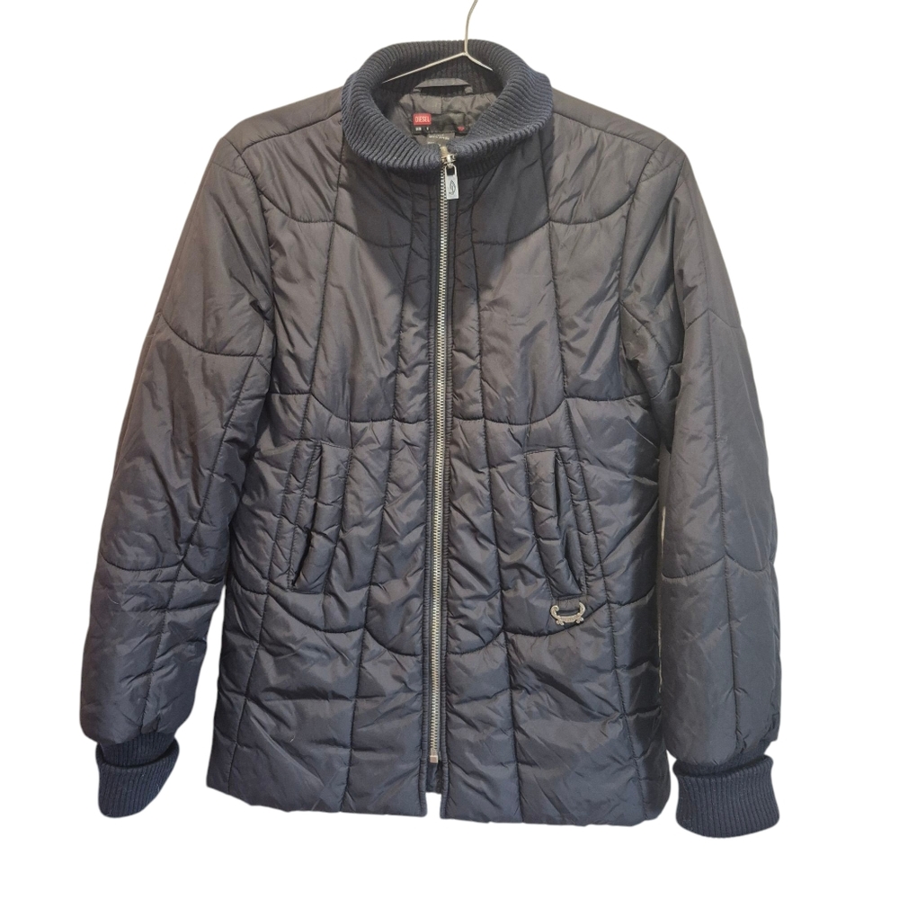 Diesel Size Small Vintage Quilted Puffer Jacket Black